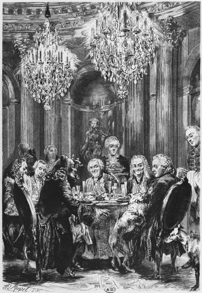 Voltaire mit König Friedrich II. von Preußen (1712-86) in Sanssouci bei Potsdam, 1878 von Adolph Menzel